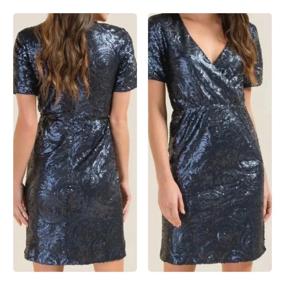 Francesca’s navy Blue sequined party dress size small NWT